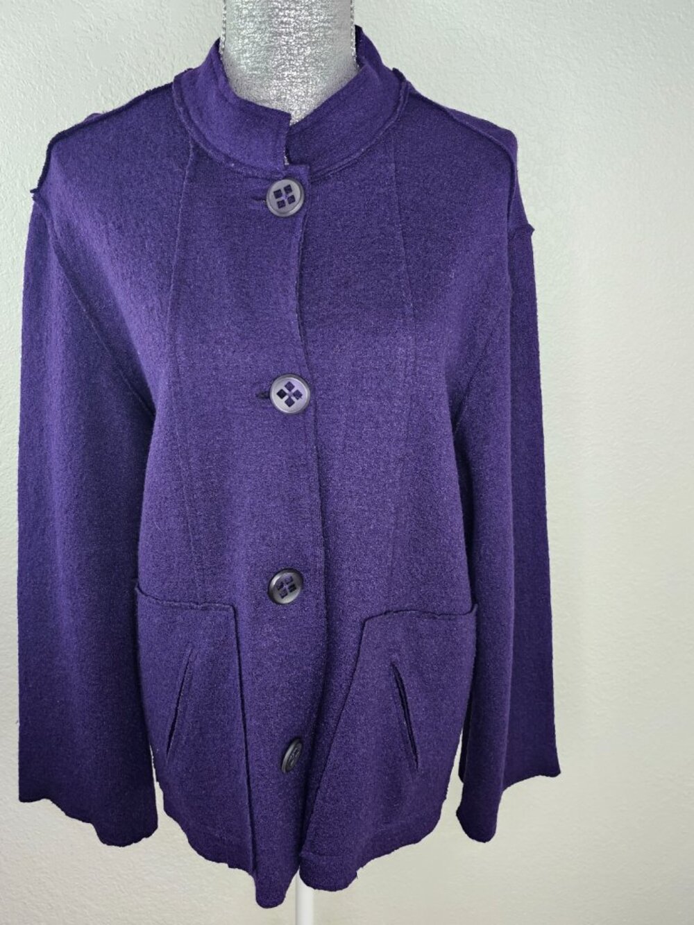 Coldwater Creek Women’s Boiled Wool Swing Blazer Jacket Purple Size 1X - Picture 3 of 7